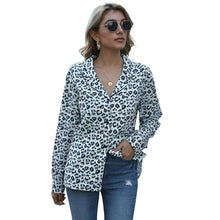 Load image into Gallery viewer, Summer Fashion Leopard Print Turn Down Collar Long Sleeve Shirt Women Elegant Plus Size Office Work Wear Tops And Blouses