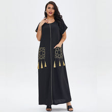 Load image into Gallery viewer, Summer Ladies Short-sleeved Long Skirt Plus Size Ethnic Style Robe Muslim Middle East Dubai Dress Dubai Abaya Djellaba