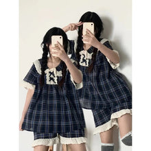 Load image into Gallery viewer, Summer Pyjamas Women Kawaii Clothes Women'S Bowknot Lace Lace Doll Collar Home Clothes Short-Sleeved Shorts Women'S 2 Piece Set