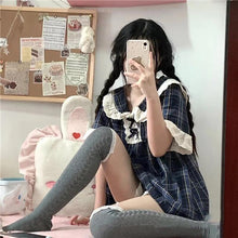 Load image into Gallery viewer, Summer Pyjamas Women Kawaii Clothes Women'S Bowknot Lace Lace Doll Collar Home Clothes Short-Sleeved Shorts Women'S 2 Piece Set