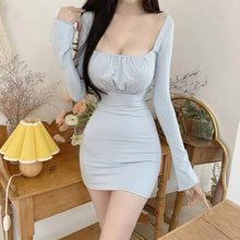 Load image into Gallery viewer, Summer Sexy Bras Dresses Sleepwear Low Cut Puff Sleeve Short Mini Dress Women Square Collar Bodycon Dress Party Office Lady