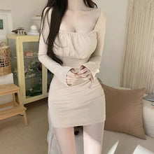 Load image into Gallery viewer, Summer Sexy Bras Dresses Sleepwear Low Cut Puff Sleeve Short Mini Dress Women Square Collar Bodycon Dress Party Office Lady