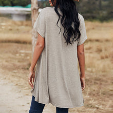 Load image into Gallery viewer, Summer T-shirt Women Solid O Neck Short Sleeve Button Up Harajuku Tops Female Casual Loose Short Sleeve t-shirts 2021 New Khaki