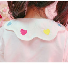Load image into Gallery viewer, Sweet Cute Heart Tops Long Sleeve 2022 Embroidery Kawaii Blouses Spring Mori Girl Single Breasted Fresh Shirts White Japanese
