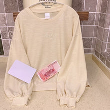 Load image into Gallery viewer, Sweet YellowT-shirts Cute Letter Spring New Embroidery Soft Tops O-neck Lantern Long Sleeve Tees Loose 2022 Mori Girls