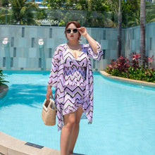 Load image into Gallery viewer, Swimming Suits with Cover Up for Women Plus Size Tankini 3 Pcs Swimwear Bikinis Sun Protection Swimsuit Underwire Swimdress 6XL