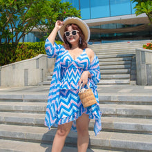 Load image into Gallery viewer, Swimming Suits with Cover Up for Women Plus Size Tankini 3 Pcs Swimwear Bikinis Sun Protection Swimsuit Underwire Swimdress 6XL