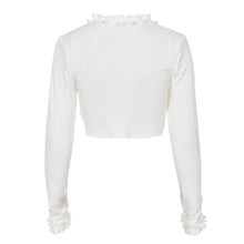 Load image into Gallery viewer, Thorn Tree Shirts 2021 New Sexy Women Deep V-neck Lace-up Ruffles Long Sleeve Blouse Spring Style Knotted Short Shirt Crop Tops
