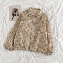 Load image into Gallery viewer, Turn-down Collar New Kawaii Catoon Coats Spring Women 2022 Long Sleeve Soft Warm Bear Cute Jackets Fall Zipper Plaid Tops