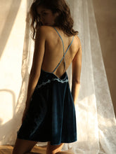 Load image into Gallery viewer, Velvet Winter Pajamas Lace Temptation Womens Sleepwear Nightdress Open Back Cutout Low-Cut Deep V-Side Split Strap Lingerie