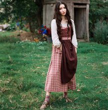 Load image into Gallery viewer, Vintage Style Prairie Chic Mori Girl Dress Cotton Linen Patchwork Plaid Retro Forest Women Maxi Dresses Vestidos Faldas Autumn