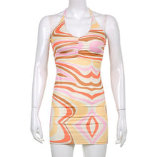 Load image into Gallery viewer, Whirlpool Water Ripple Backless Sexy Summer Women 2021 V-Neck Halter Slim Mini Dresses Women's Party Dress Elegant Clubwear Robe