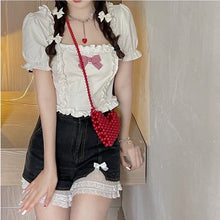 Load image into Gallery viewer, White Casual Sweet Kawaii Female Blouse Ruffle Japanese Lolita Cute Shirts Women Bubble Sleeve Summer Clothes Korean Ladies 2021