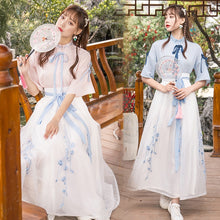 Load image into Gallery viewer, White China Han Element Clothing Blue Traditional Chinese Clothes Women Costume Hanfu Improved Pink Female Dynastie Tang Skirt