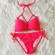 Load image into Gallery viewer, Women Bikini Swimsuit 2020 Halter Sexy Cut Korea Swimwear Solid 2 Pieces Summer Bikini Beach Wear Girls Bathing Suits Mujer