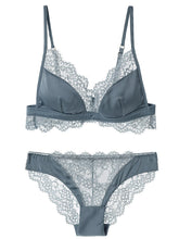 Load image into Gallery viewer, Women Bra Set Sexy Lace Bralette Triangle Cup Removable Breast Pad French Bra Set Lingerie Sets Brassiere Deep V Underwear