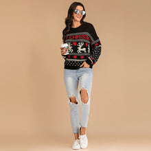 Load image into Gallery viewer, Women Christmas Sweater Vintage O Neck Pullover Warm Sweater Tops Fawn Loose Knitted Sweaters For 2021 Autumn Winter New Year
