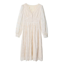 Load image into Gallery viewer, Women Dress For Girls Sexy V-Neck Gentle Sweet Lace Embroidery Dresses Fashion Autumn Long-Sleeve Temperament Korean Dress Skirt