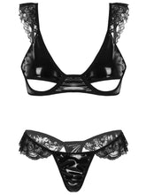 Load image into Gallery viewer, Women Eortic Lingerie Lace Bra Sets Underwear Metalic Lace Embroidered Underwire Bra and Thong Brief Female Intimates Sexy Suit