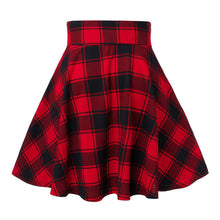 Load image into Gallery viewer, Women Flared Casual Midi Skirt Summer Plus Size High Waist  Lace-up Plaid Skirts School Girls Knee Length Bottoms Pleated Skirt