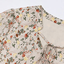 Load image into Gallery viewer, Women Floral Dress Fashion Korean Fairy Chiffon Long-Sleeve  Sexy V-Neck Dresses Fall Temperament Fashion Dress Long Skirt