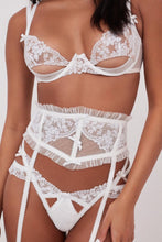 Load image into Gallery viewer, Women Floral Embroidered Lace Lingerie Underpants Set Hollow Sexy Underwear Ultra-thin See-through Bra Garter Belt T Pants Suit