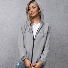 Load image into Gallery viewer, Women Hooded Jacket for Autumn 2021 Windbreaker Waterproof Pockets Zippered Outwear Raincoat Streetwear Winter Jackets Femme