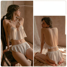 Load image into Gallery viewer, Women Pajamas Sleepwear Sleeveless Strap Silk Satin Nightwear Lace Homewear Cami Top Femme Sexy Pjs Lingerie Pyjamas Feminino