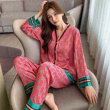 Load image into Gallery viewer, Women Pajamas for Women Silk Sleepwear Set Sleep Tops Two Piece Set Summer Satin Nightwear Letter Homewear Sexy Pjs Lingerie