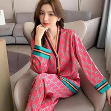 Load image into Gallery viewer, Women Pajamas for Women Silk Sleepwear Set Sleep Tops Two Piece Set Summer Satin Nightwear Letter Homewear Sexy Pjs Lingerie