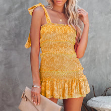 Load image into Gallery viewer, Women Ruffle Ruched Mini Dress 2022 Summer Sexy Backless Cami Dresses Girls Sleeveless Beach Dress Sundress Robe De Plage