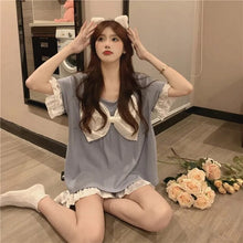 Load image into Gallery viewer, Women'S 2 Piece Set Pajamas For Women Summer 2022 New Kawaii Pajamas Bow Short-Sleeved Shorts Loose Home Clothes Broek Sets