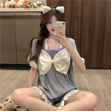 Load image into Gallery viewer, Women'S 2 Piece Set Pajamas For Women Summer 2022 New Kawaii Pajamas Bow Short-Sleeved Shorts Loose Home Clothes Broek Sets
