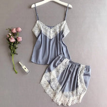 Load image into Gallery viewer, Women'S Pajamas Set  Sexy Spaghetti Straps Lace Splicing V Neck Silk Night Shirt Female Casual Comfortable Solid Home Clothes
