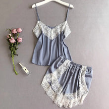 Load image into Gallery viewer, Women'S Pajamas Set  Sexy Spaghetti Straps Lace Splicing V Neck Silk Night Shirt Female Casual Comfortable Solid Home Clothes