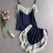 Load image into Gallery viewer, Women'S Pajamas Set  Sexy Spaghetti Straps Lace Splicing V Neck Silk Night Shirt Female Casual Comfortable Solid Home Clothes