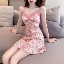 Load image into Gallery viewer, Women'S Pajamas  Sexy  Deep-V Night Dress With Chest Pads Red Lace High End Suspender Sleeveless Mini Dress Home Clothes