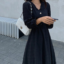 Load image into Gallery viewer, Women Sexy French Dress V-neck Gentle Korean Temperament Long-Sleeve Fashion White Fairy Dresses Chiffon Autumn Midi Dress