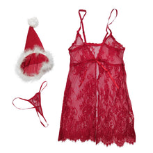 Load image into Gallery viewer, Women Sexy Lingerie Santa Claus Christmas Lace Babydoll Dress Sleepwear Underwear Exotic Lingerie Set Babydoll Chemise Plus Size