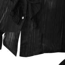 Load image into Gallery viewer, Women Sexy See Through Ruffle Blouse Ladies Sequin Stand Neck Long Sleeve Chiffon Tops 2020 Autumn New Fashion Streetwear Shirts