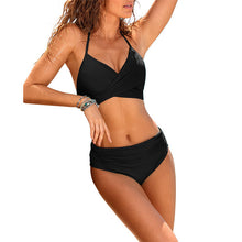 Load image into Gallery viewer, Women Sexy Tankini High Waist Bikinis Set Push UP Orange Swimsuit 2 Pieces Solid Color Swimwear Ladies Lace-up Swimsuits Beach