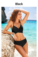 Load image into Gallery viewer, Women Sexy Tankini High Waist Bikinis Set Push UP Orange Swimsuit 2 Pieces Solid Color Swimwear Ladies Lace-up Swimsuits Beach