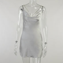 Load image into Gallery viewer, Women Summer Party Dresses Silk Strap Female Sleeveless Mini Dresses Backless Women Sexy Robe Criss Front Pearl Evening Vestido