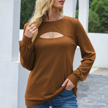 Load image into Gallery viewer, Women T-shirts Solid Color Tee Clubnight Fashion Female Tees O Neck Long Lantern Sleeve Streetwear Autumn Winter Tops Sportswear