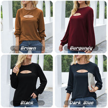 Load image into Gallery viewer, Women T-shirts Solid Color Tee Clubnight Fashion Female Tees O Neck Long Lantern Sleeve Streetwear Autumn Winter Tops Sportswear