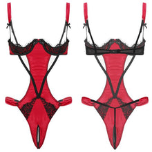 Load image into Gallery viewer, Women Underwear Babydoll Lace Porno Lingerie Bodysuits Hollow Out Erotic Lingerie Jumpsuit Porn Blackless Open Crotch Teddies