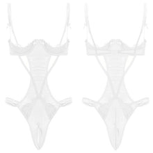 Load image into Gallery viewer, Women Underwear Babydoll Lace Porno Lingerie Bodysuits Hollow Out Erotic Lingerie Jumpsuit Porn Blackless Open Crotch Teddies