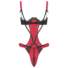 Load image into Gallery viewer, Women Underwear Babydoll Lace Porno Lingerie Bodysuits Hollow Out Erotic Lingerie Jumpsuit Porn Blackless Open Crotch Teddies