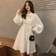 Load image into Gallery viewer, Women dress Long Sleeve White black Shirt Dress for women Casual Turn Down Collar Mini Dress Button Lady A Line Office Vestidos