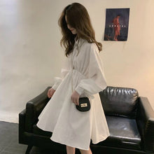 Load image into Gallery viewer, Women dress Long Sleeve White black Shirt Dress for women Casual Turn Down Collar Mini Dress Button Lady A Line Office Vestidos